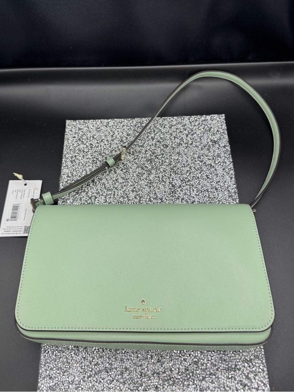 kate spade Mint Green/Pistachio Leather Shoulder Bag with Gold Logo